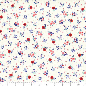 Star Spangled Beauty Soft White Bouquets - Studio E Fabric mas10841-E