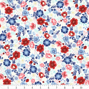 Star Spangled Beauty Soft White Flower Parade - Studio E Fabric mas10840-E