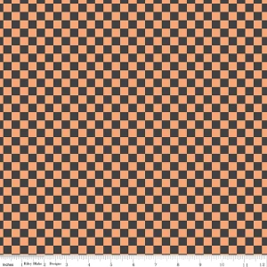Hey Pumpkin Checks Charcoal - Riley Blake Designs Fabric C16036-CHARCOAL