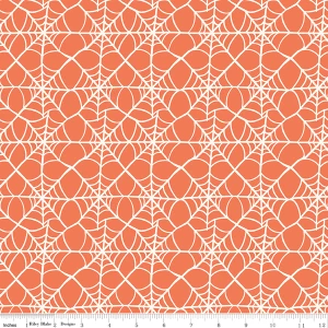 Hey Pumpkin Webs Orange - Riley Blake Designs Fabric C16033-ORANGE