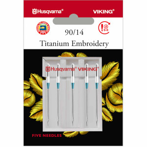 Husqvarna HV TITANIUM EMBROIDERY NEEDLE SIZE 90/14, 5-PACK #920666096