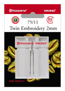 Husqvarna HV TWIN EMBROIDERY NEEDLE 2.0MM SIZE 75/11, 1-PACK #920718096