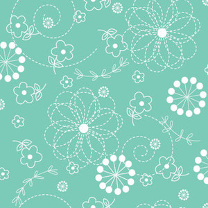 Maywood Studio Fabric - Kimberbell Basics - Teal Doodles #MAS8246-Q