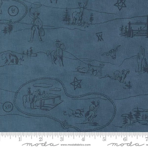 Moda Fabric - Saddle Ranch - Westward Landscape Blue Jeans #33795-18