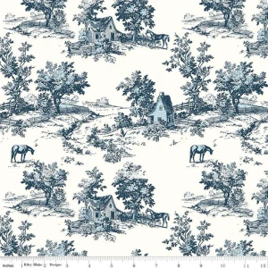 Riley Blake Designs Fabric - Bluegrass Charm - Toile Navy #c16392-navy