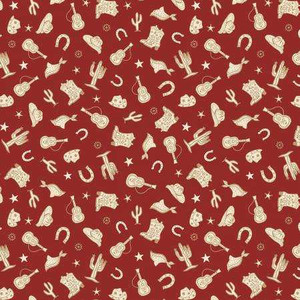 Michael Miller Fabric - Buckaroo - Red Country Song Cowboy #dcx12438-redx Premier Stitching