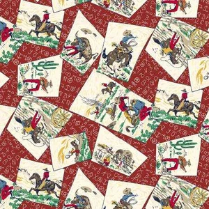 Michael Miller Fabric - Buckaroo - Red Ranchers #dcx12432-redx Premier Stitching