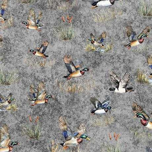 QT Fabric - Forest, Field And Stream - Ducks Smoke #31409-k Premier Stitching