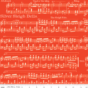 Riley Blake Designs Fabric - Classic Christmas - Sheet Music Red #c16284-red