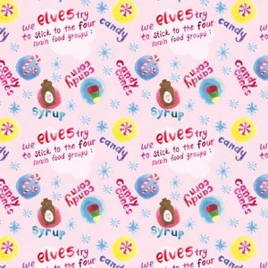 Camelot Fabrics - Elf The Movie - Pink Four Food Groups #23130127-02