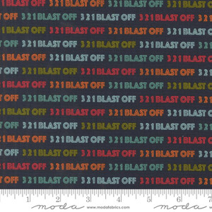 Moda Fabrics - 321 Blast Off - Countdown Text Night Sky #20952-15