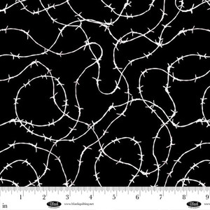Blank Quilting Fabric - Saddle Up To The Disco - Black Barbed Wire #4371-99