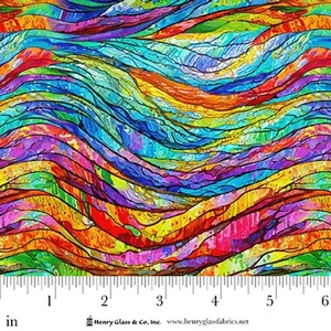 Henry Glass Fabric - Faith In Full - Wavy Stained Glass #2187-78