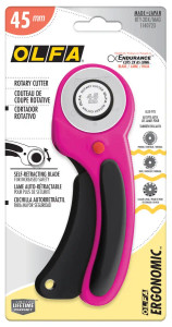 Olfa 45mm Ergonomic Rotary Cutter - Magenta Premier Stitching