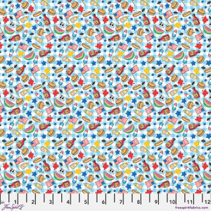 Free Spirit Fabric - Happy Birthday America - America's Birthday Cookout - Blue #pwmy030-blue