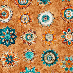 QT Fabrics - Born To Run - Mandalas - Terracotta #31480-t