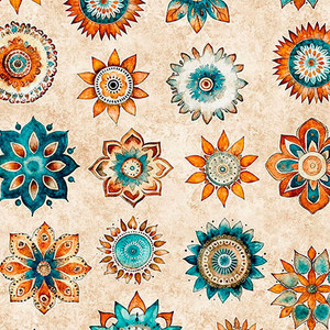 QT Fabrics - Born To Run - Mandalas - Tan #31480-a
