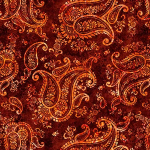 QT Fabrics - Born To Run - Paisley - Cayenne #31481-t