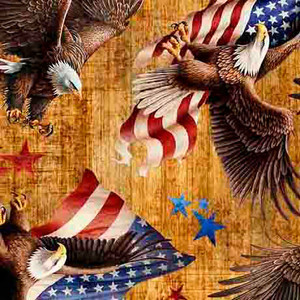 QT Fabrics - 1776 - American Eagle & Flag Toss - Amber #31661-s