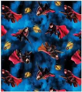 Benartex Fabrics - Harry Potter - Playing Quidditch - Blue #15218-55