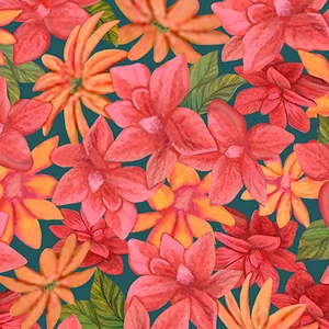 QT Fabrics - Faith Can Move Mountains - Lillies - Teal #31515-q