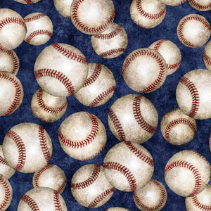 QT Fabrics - Baseballs - Navy Background #30346-n