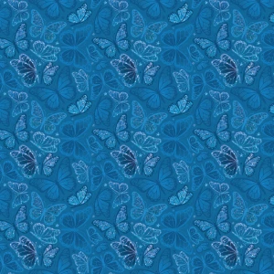 Camelot Fabrics - Disco Queen - Shimmering Butterflies - Blue #55240608-002