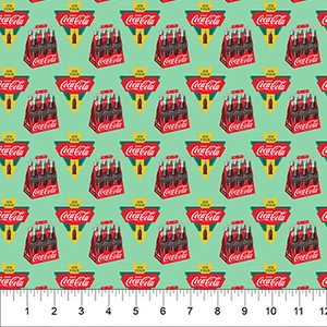 Northcott Fabrics - Coca-Cola - 6 Pack of Bottles - Green #cc1005-62