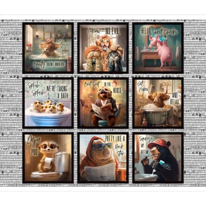 3 Wishes Fabric - Please Seat Yourself - 36in Panel #24210-pnl-ctn-d