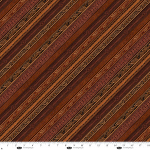 Blank Quilting Fabric - Spurs & Spirit - Embossed Leather Stripe - Dark Brown #4526-39