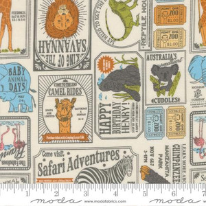 Moda Fabrics - Animal Park Fun - Vintage Zoo - Dove #20965-11
