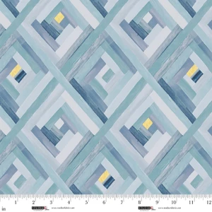 Studio E Fabrics - Behind Blue Eyes - Log Cabin Watercolor - Ice #8656-17
