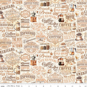 Riley Blake Designs - Coffee Time - Text - Cream #cd17131-cream