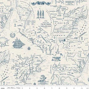 Riley Blake Designs - Independence - Colonial Map - Cream #c17332-cream