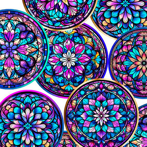 QT Fabrics - Royale - Stained Glass Circles - White #31827-Z