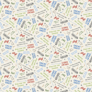 Clothworks Fabric - Tee Time - Words - Light Cream #Y4783-2