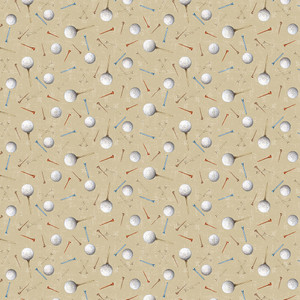 Clothworks Fabric - Tee Time - Golf Balls and Tees - Dark Butter #Y4785-60
