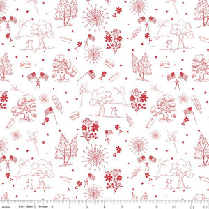 Riley Blake Designs - Firework Fields - Independence Toile - White #c17581-white
