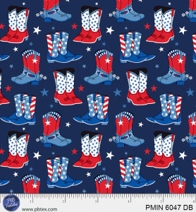P&B Textiles - Patriotic Minis - Patriotic Cowboy Boots #pmin6047-db