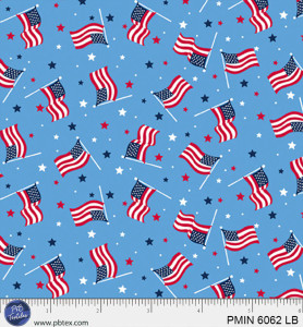 P&B Textiles - Patriotic Minis - Tossed American Flags #pmin6062-lb