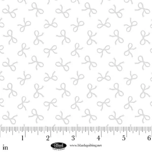 Blank Quilting Fabrics - White On White - Bows - 2.1 Inch repeat #4327-01w