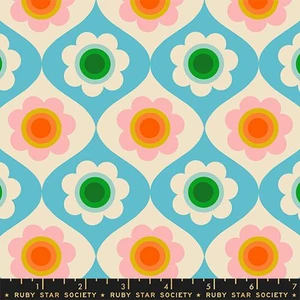 Moda Fabrics - Trinketry - Floral Retro Turquoise #RS0114-18