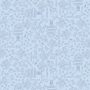 Clothworks Fabrics - Shop Hop - Line Art - Light Denim #y4797-87