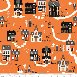 Riley Blake Designs - Frank and Friends - Houses - Orange #c17471-orange