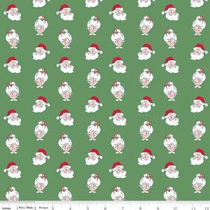 Riley Blake Designs - Claus & Co. - Santa Heads - Green #C17744-GREEN