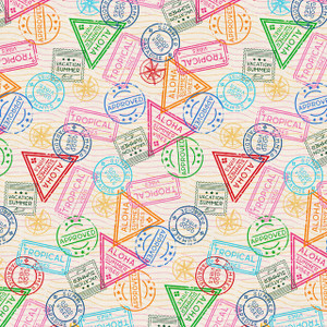 Paintbrush Studio Fabrics - Endless Summer - Passport Stamps - Multi #120-26406