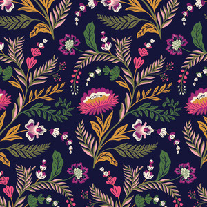 Cloud9 Fabrics - Rococo Riot - Flora Nocturne - Noir #228966