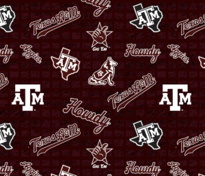 Sykel Fabrics - Texas A&M - 1401 All Over Print - Jersey Knit #tam-1401