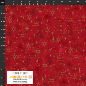 Stof Fabrics - Snow Crystal - Stars & Snowflakes - Red/Gold #4593M-403