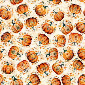 QT Fabrics - Harvest Hollow - Tossed Pumpkins - Cream #31985-e